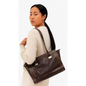 Bag Giani Bernini Leather Shoulder Brown Metallic Handbag Purse WOMEN'S WOMANS